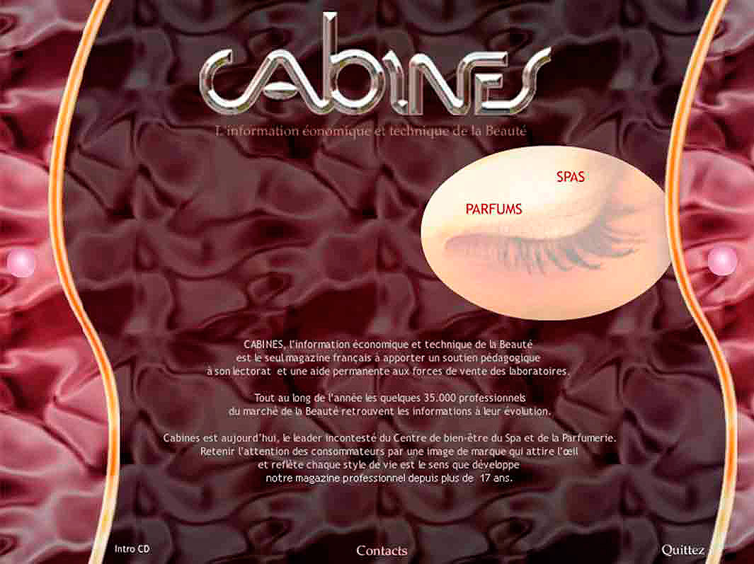 Capture écran du CD-Rom multimédia CABINES créée par Franck Cord'Homme en 2005